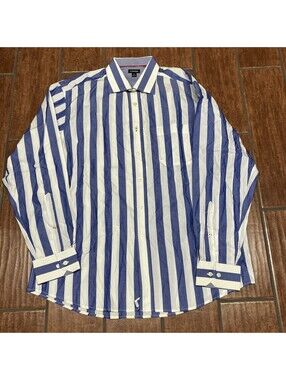 J.Peterman Oxford Button Shirt 2XL XXL Beige Tan Blue Outdoors Dress Hickory Men
